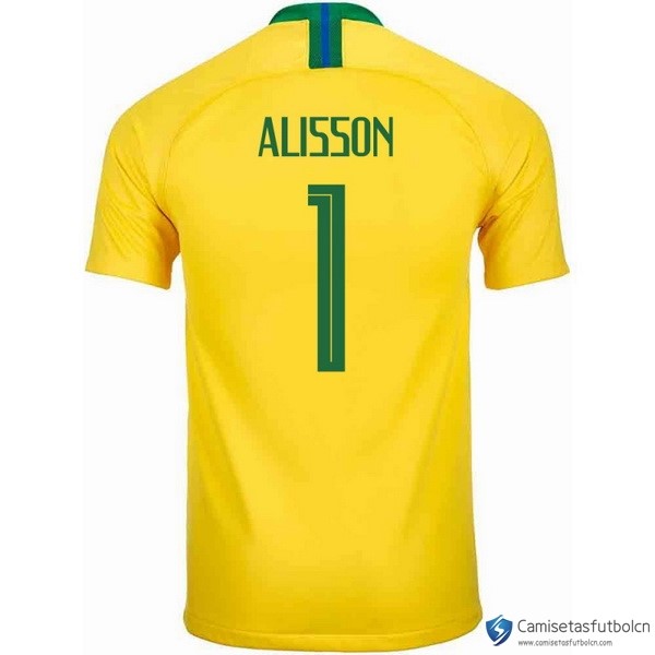 Camiseta Seleccion Brasil Primera equipo Alisson 2018 Amarillo